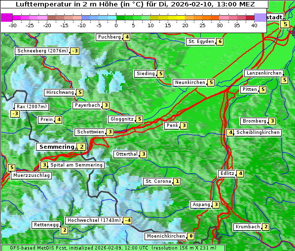 Temperatur, 10. 2. 2026
