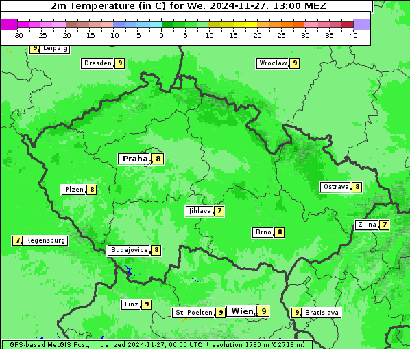 Temperatur, 27. 11. 2024