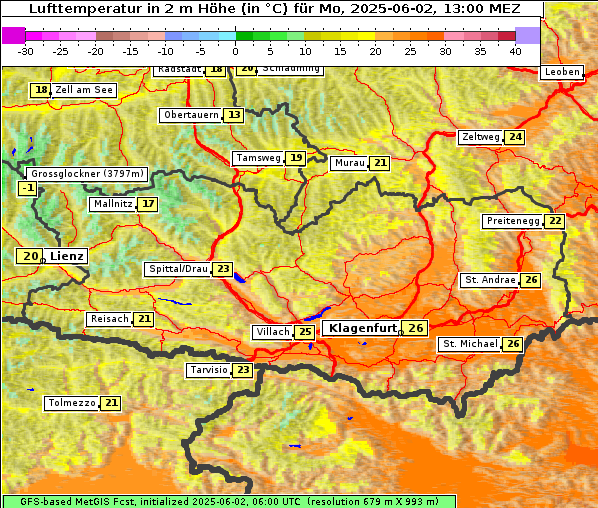 Temperatur, 2. 6. 2025