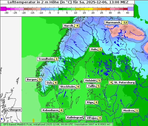 Temperatur, 6. 12. 2025