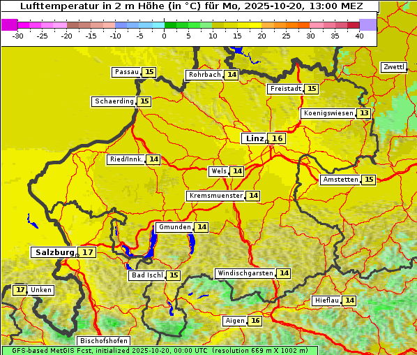 Temperatur, 20. 10. 2025