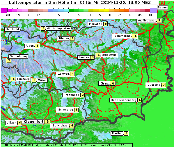 Temperatur, 20. 11. 2024