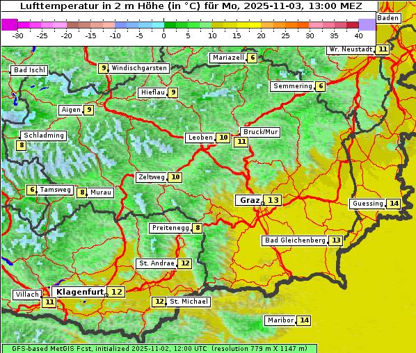 Temperatur, 3. 11. 2025