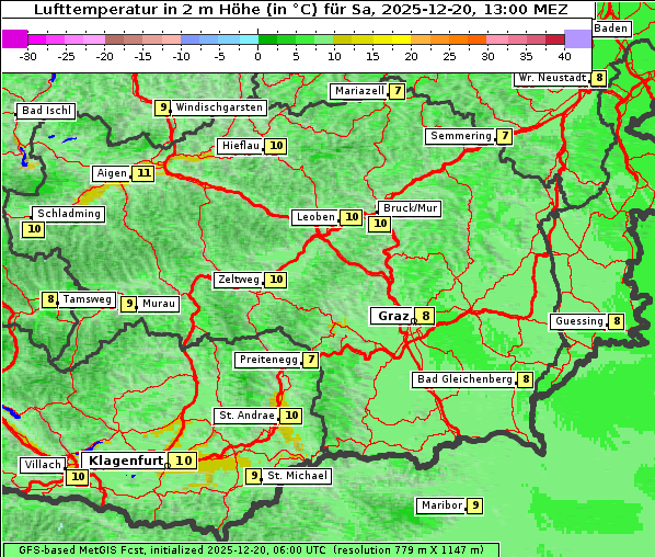 Temperatur, 20. 12. 2025