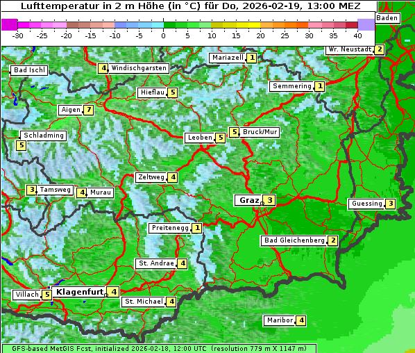 Temperatur, 19. 2. 2026