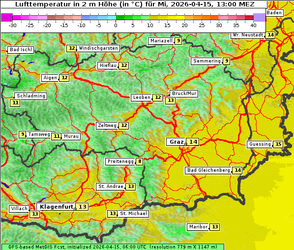 Temperatur, 15. 4. 2026