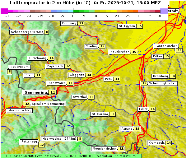Temperatur, 31. 10. 2025