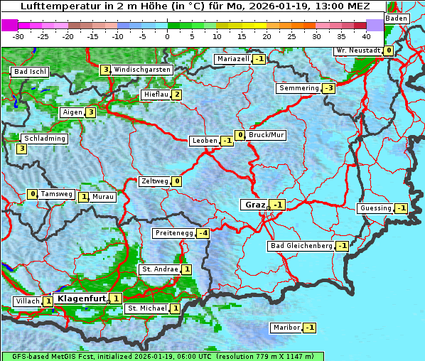 Temperatur, 19. 1. 2026