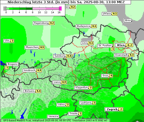 Niederschlag, 30. 8. 2025