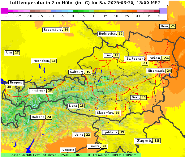 Temperatur, 30. 8. 2025