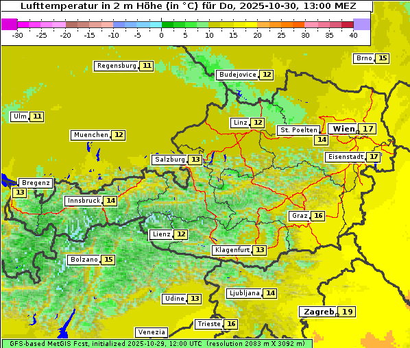 Temperatur, 30. 10. 2025