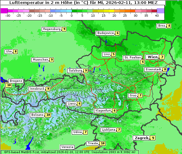 Temperatur, 11. 2. 2026