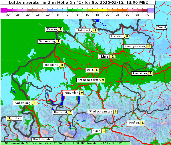 Temperatur, 15. 2. 2026