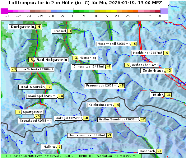 Temperatur, 19. 1. 2026