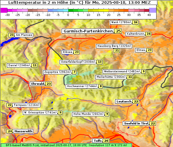 Temperatur, 18. 8. 2025