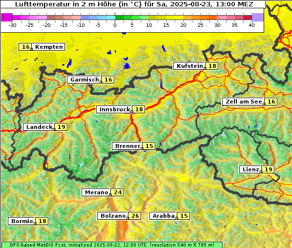 Temperatur, 23. 8. 2025