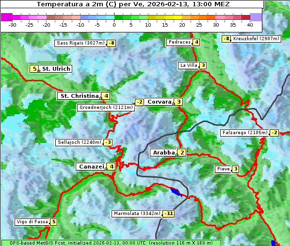 Temperatur, 13. 2. 2026