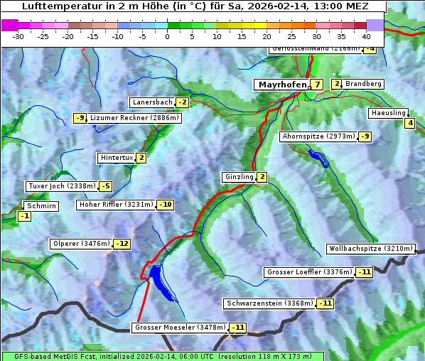 Temperatur, 14. 2. 2026