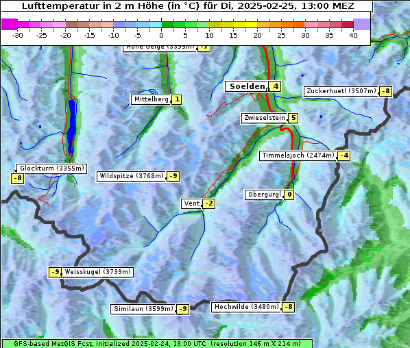 Temperatur, 25. 2. 2025