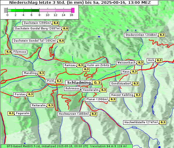 Niederschlag, 16. 8. 2025