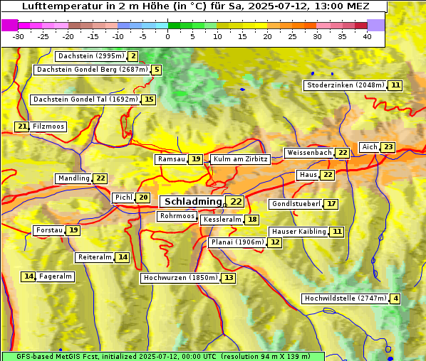 Temperatur, 12. 7. 2025