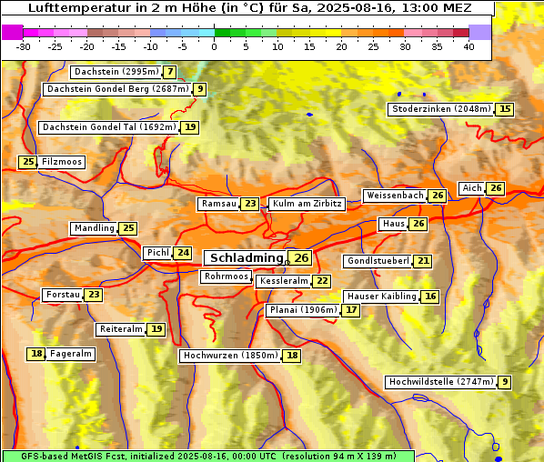 Temperatur, 16. 8. 2025