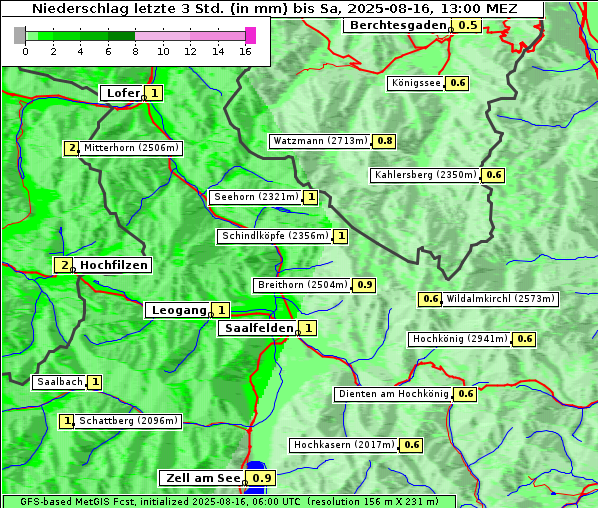 Niederschlag, 16. 8. 2025