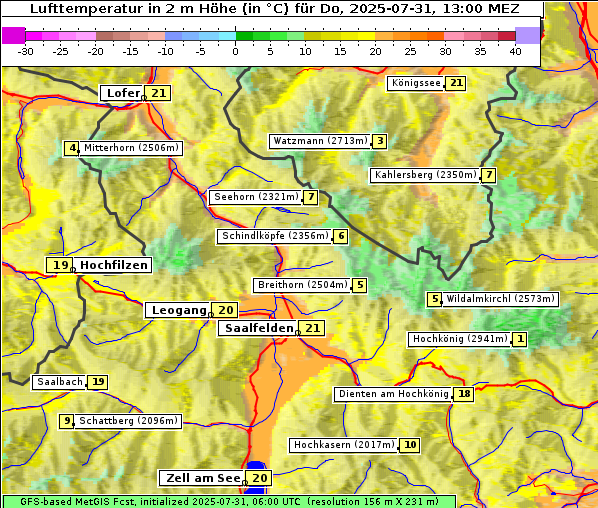 Temperatur, 31. 7. 2025
