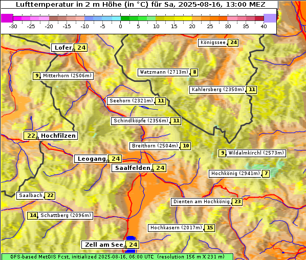 Temperatur, 16. 8. 2025