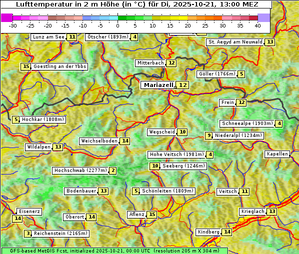 Temperatur, 21. 10. 2025