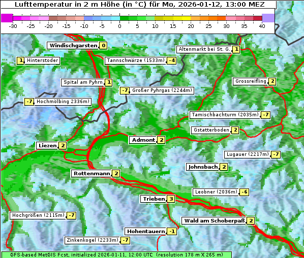 Temperatur, 12. 1. 2026