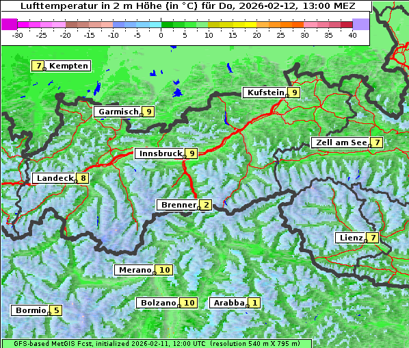 Temperatur, 12. 2. 2026