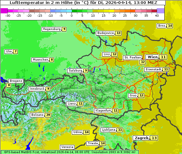Temperatur, 14. 4. 2026