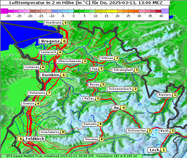 Temperatur, 13. 3. 2025