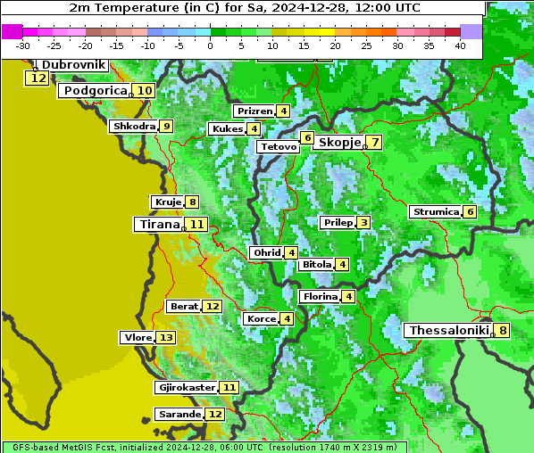 Temperatur, 28. 12. 2024