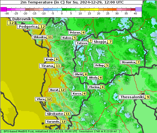 Temperatur, 29. 12. 2024