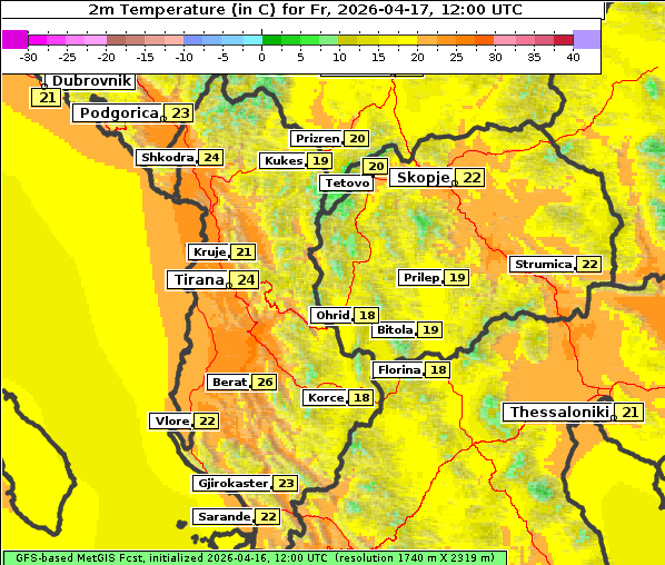 Temperatur, 17. 4. 2026