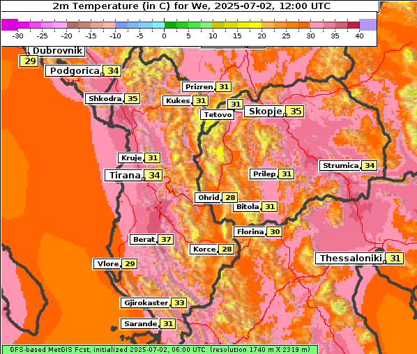 Temperatur, 2. 7. 2025