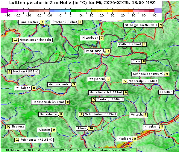 Temperatur, 25. 2. 2026