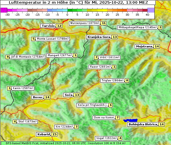 Temperatur, 22. 10. 2025