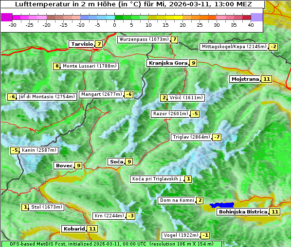 Temperatur, 11. 3. 2026