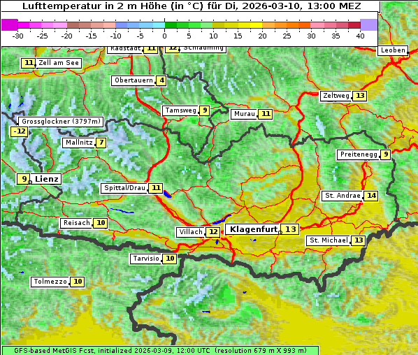 Temperatur, 10. 3. 2026