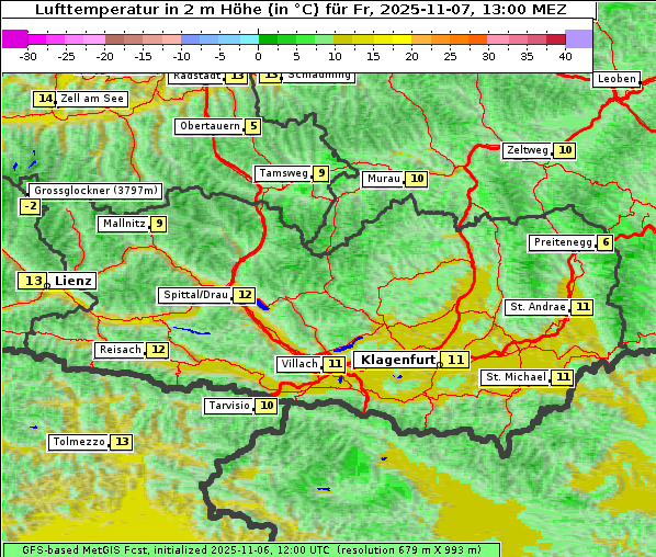 Temperatur, 7. 11. 2025