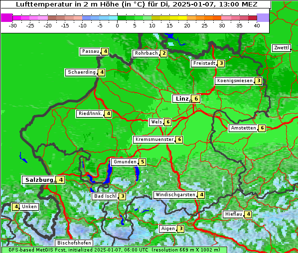 Temperatur, 7. 1. 2025