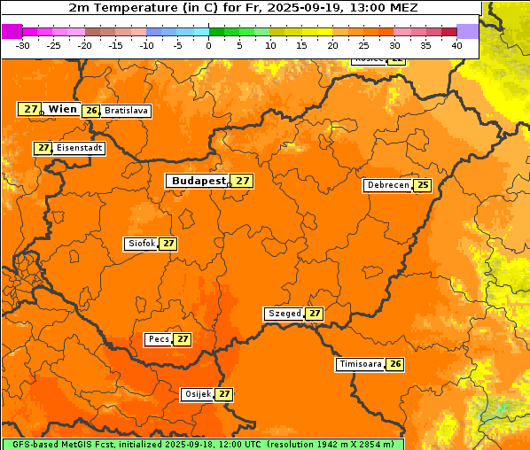 Temperatur, 19. 9. 2025