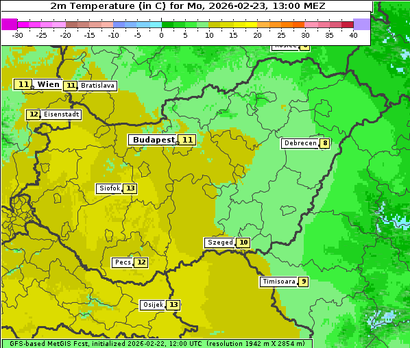 Temperatur, 23. 2. 2026