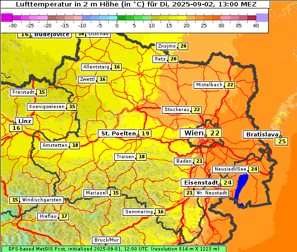Temperatur, 2. 9. 2025
