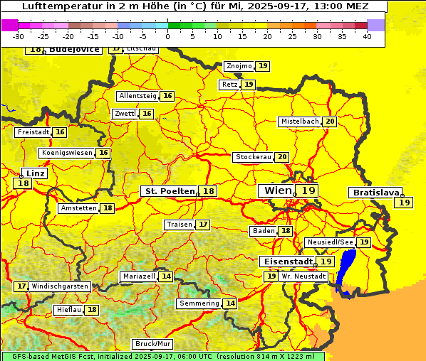 Temperatur, 17. 9. 2025