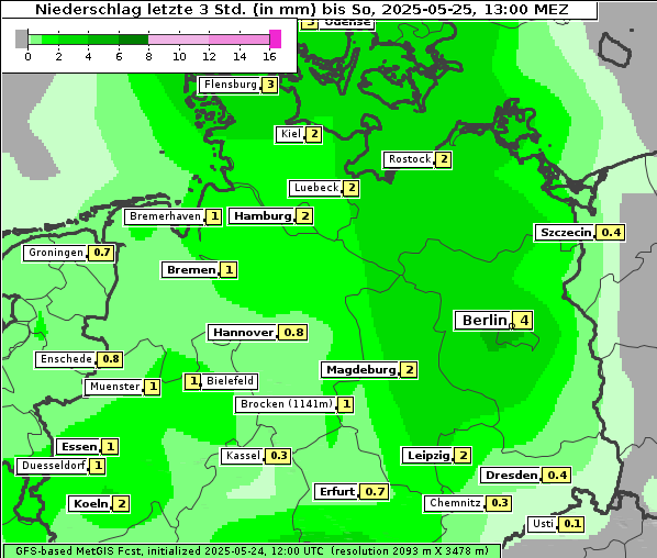 Niederschlag, 25. 5. 2025