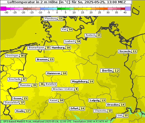 Temperatur, 25. 5. 2025